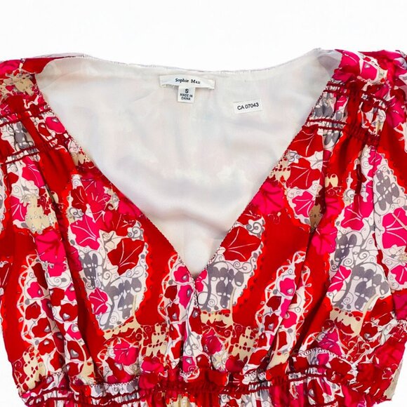 Sophie Max Floral Flowy Handkerchief Hem Maxi Dress Small - Picture 6 of 16